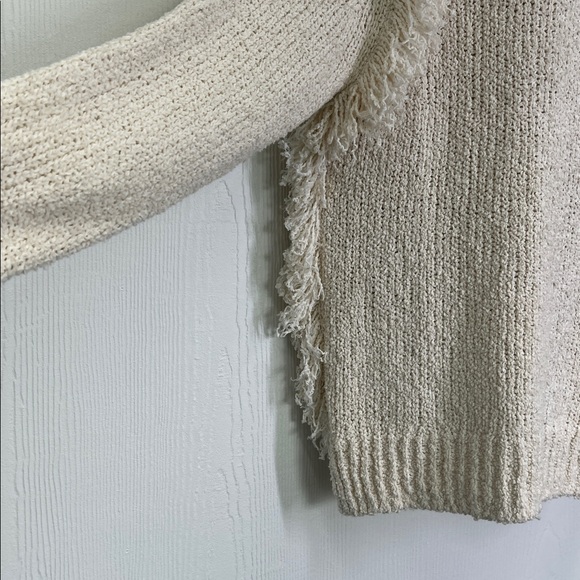 Madewell - Ivory Loop Edge Long Sleeve Chunky Crewneck Sweater Size Large - Picture 6 of 11